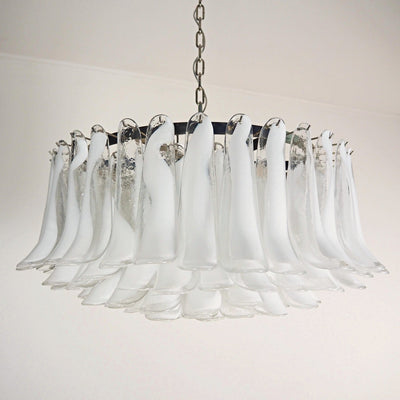 Thalion Chandelier White Murano Glass Petal Elegant