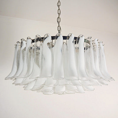 Thalion Chandelier White Murano Glass Petal Elegant