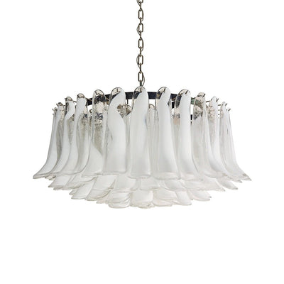 Thalion Chandelier White Murano Glass Petal Elegant