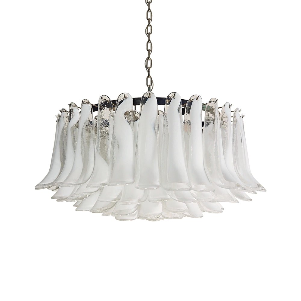 Thalion Chandelier White Murano Glass Petal Elegant