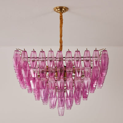 Miroian Chandelier Fuchsia Prism Inverted Pyramid