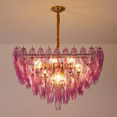 Miroian Chandelier Fuchsia Prism Inverted Pyramid