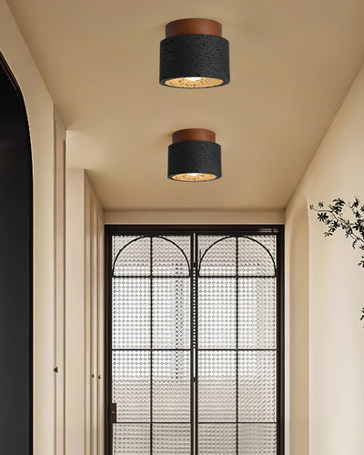 Ritta Sqaure&Round Ceiling Light Black& Yellow Travertine - Neutral Decor