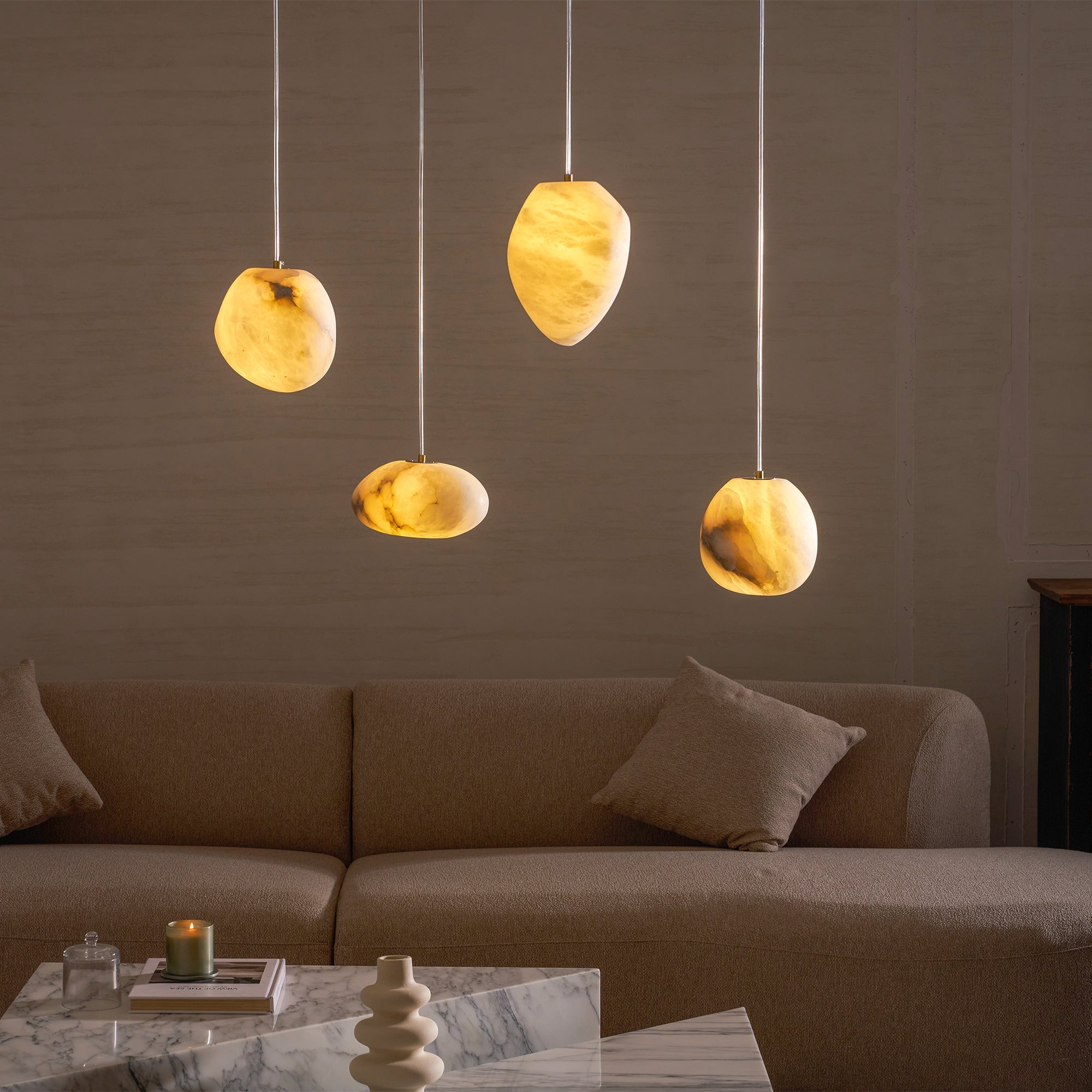 Nivisaya Pebbles Alabaster Pendant Lamp