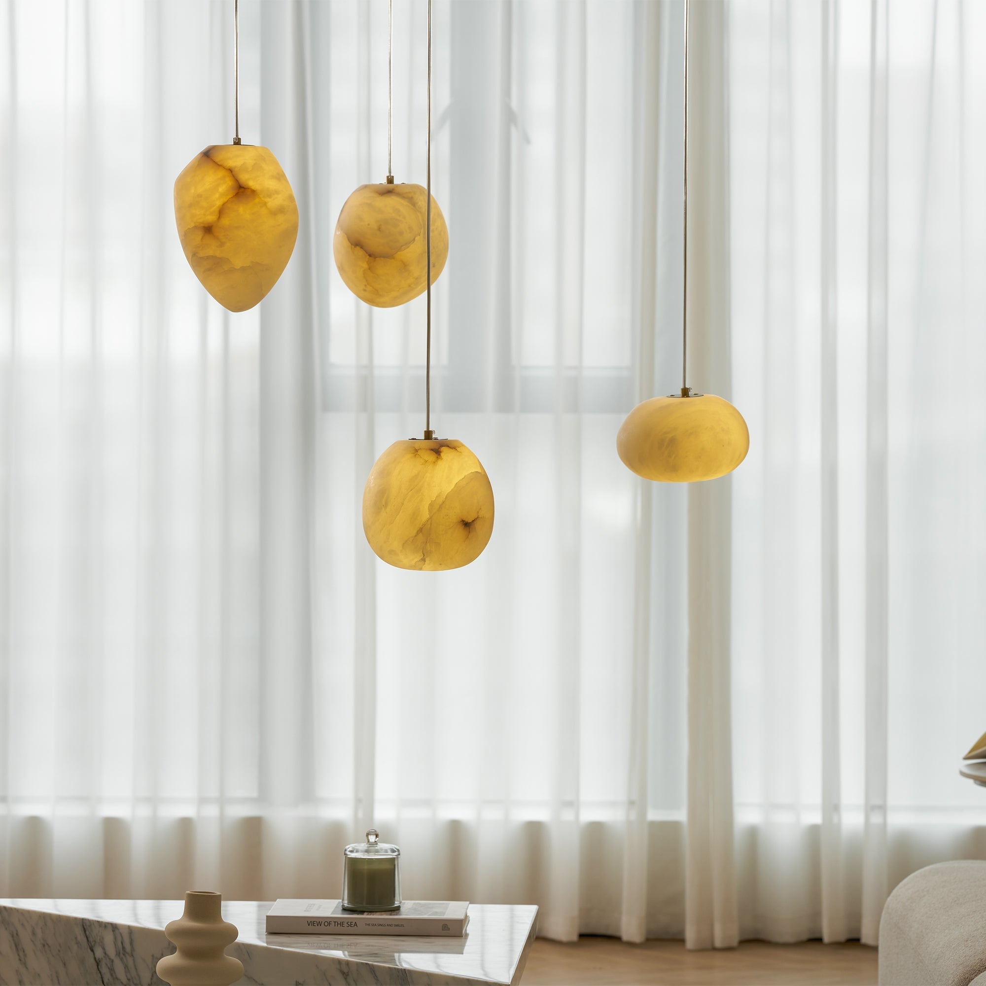 Nivisaya Pebbles Alabaster Pendant Lamp