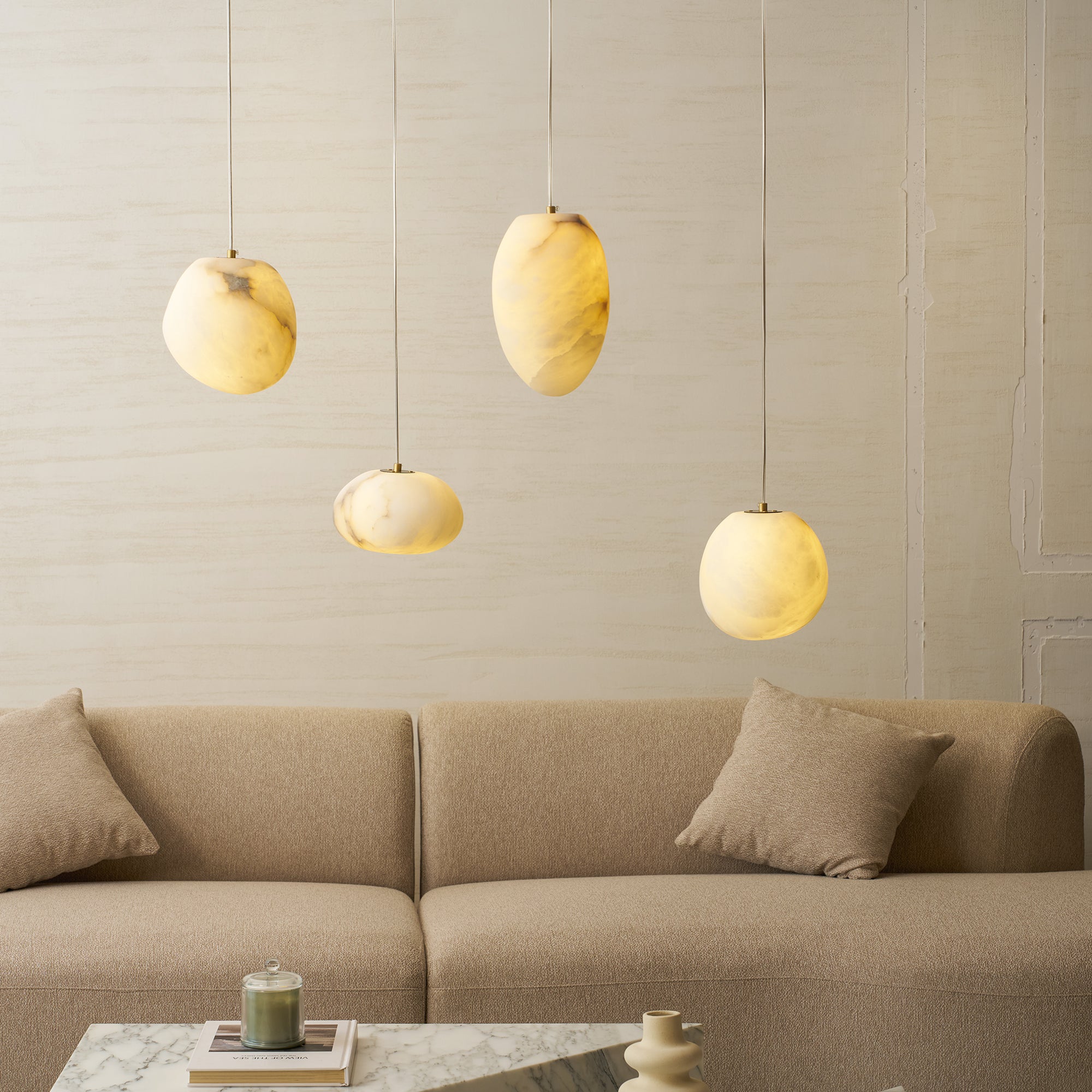 Nivisaya Pebbles Alabaster Pendant Lamp