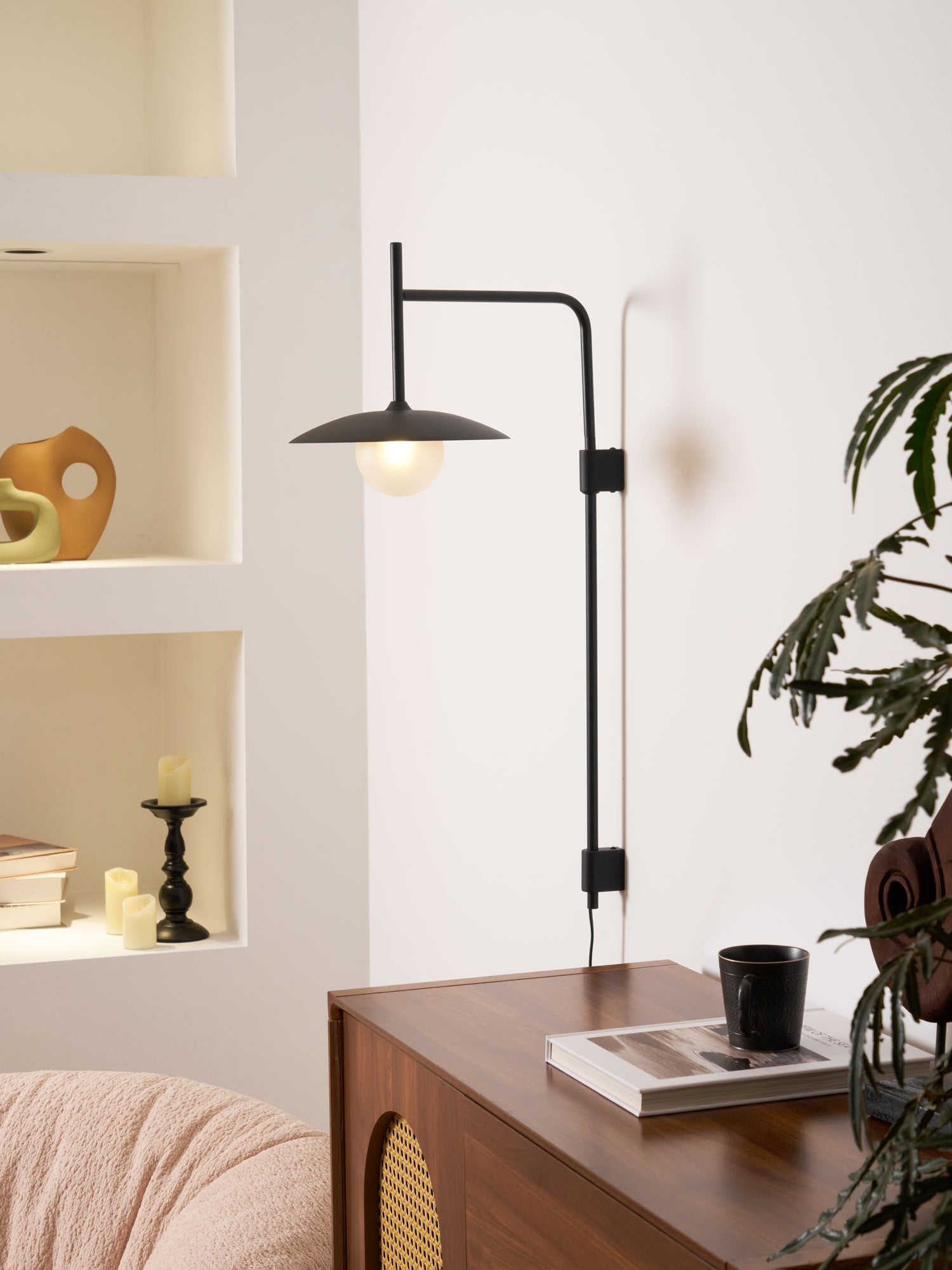 Paxon Swing Arm Plug-in Glass Wall Lamp
