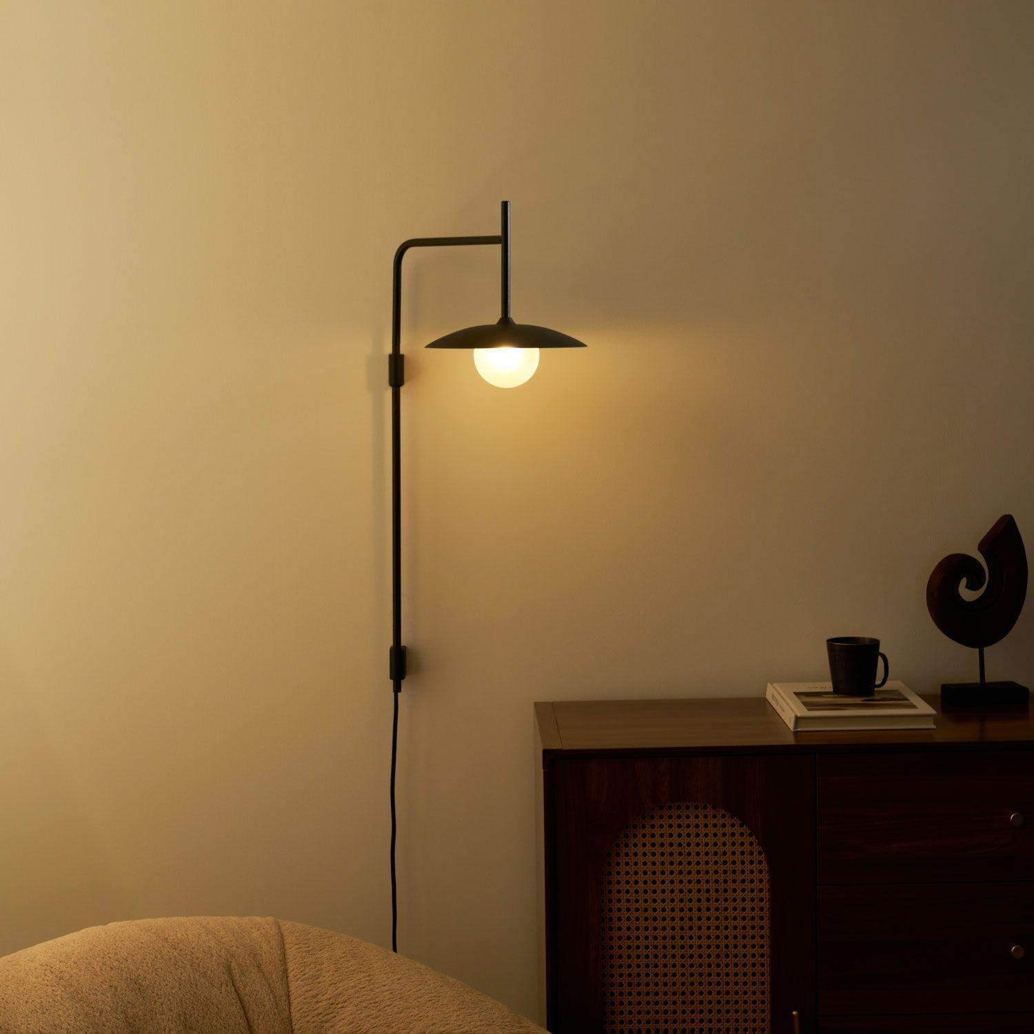 Paxon Swing Arm Plug-in Glass Wall Lamp
