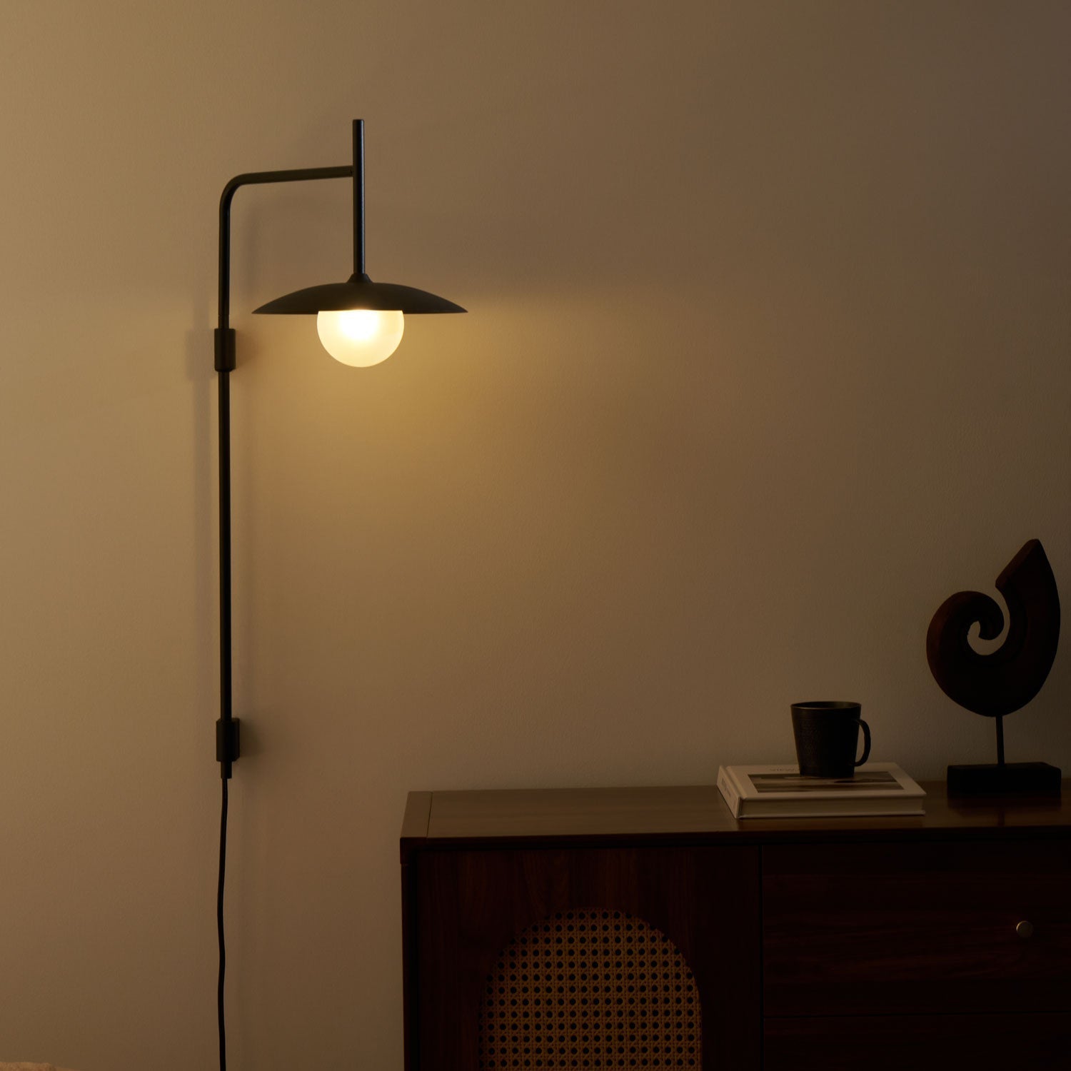 Paxon Swing Arm Plug-in Glass Wall Lamp