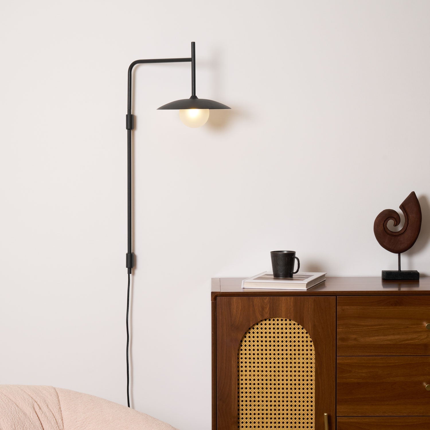 Paxon Swing Arm Plug-in Glass Wall Lamp