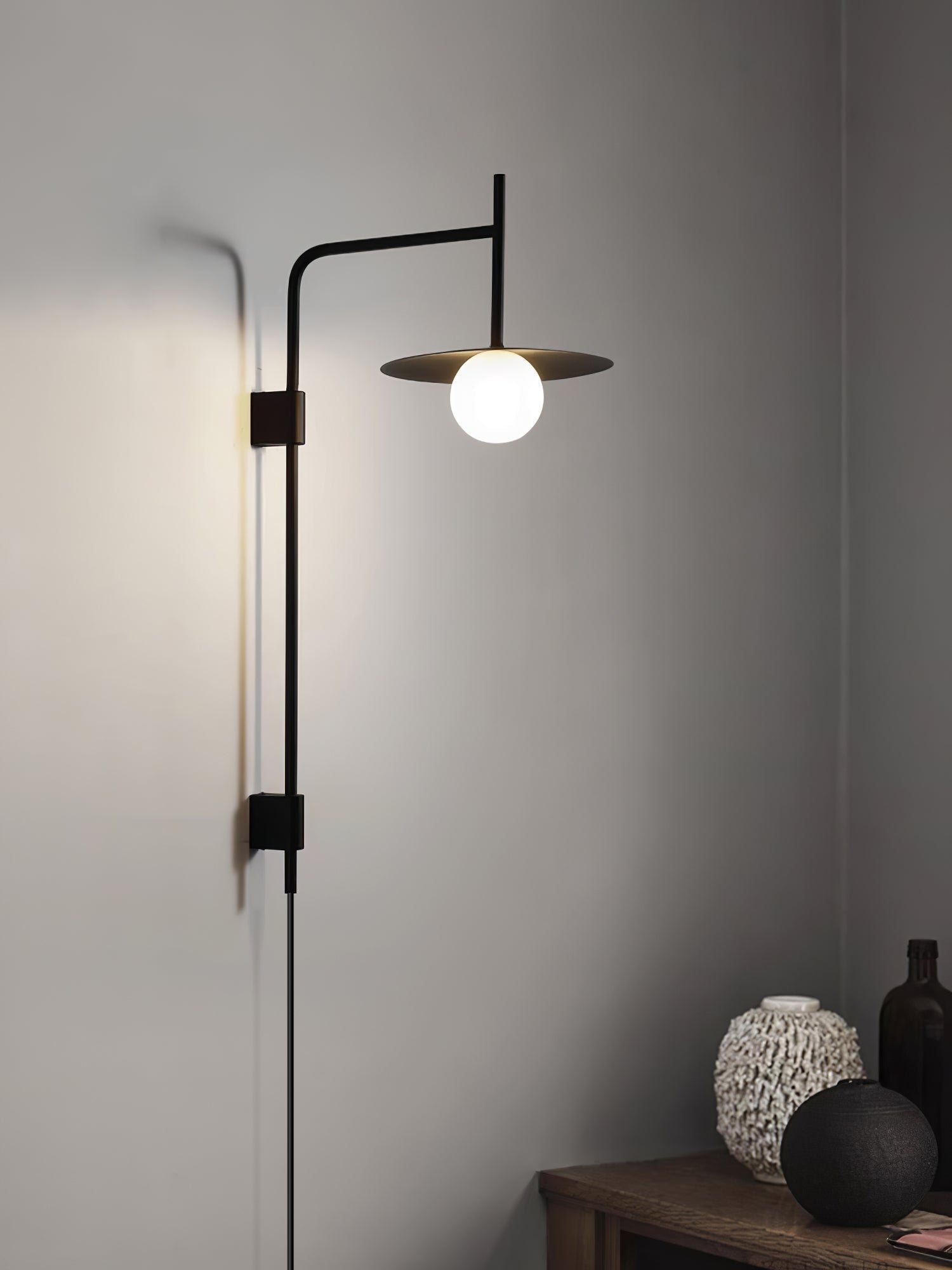 Paxon Swing Arm Plug-in Glass Wall Lamp