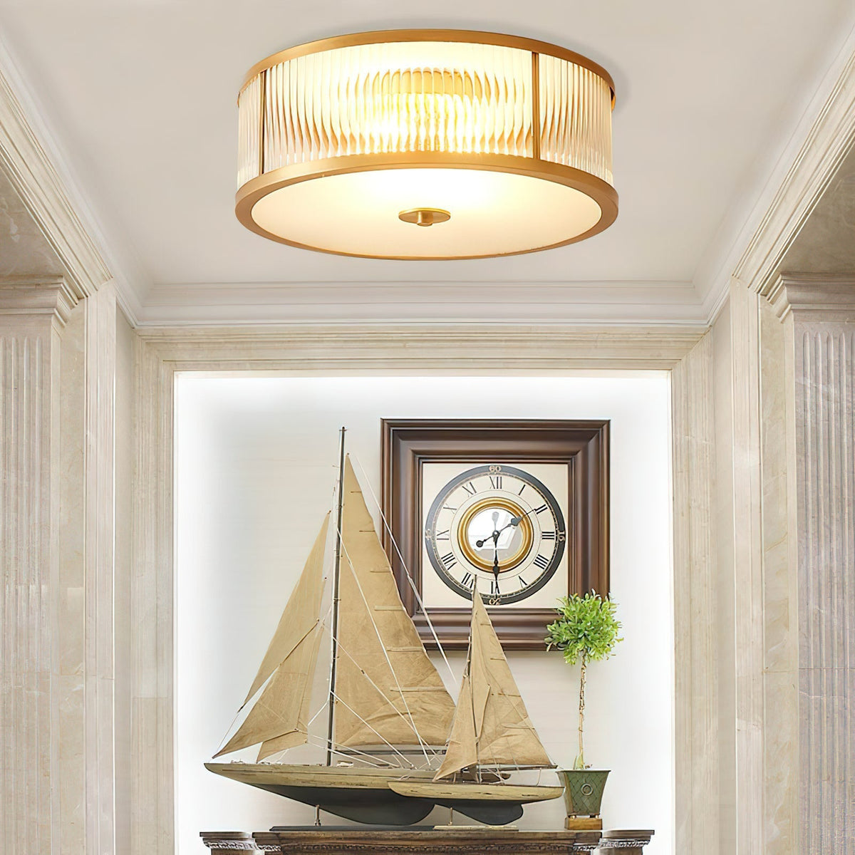 Veleriella Brass Glass CeIling Lamp