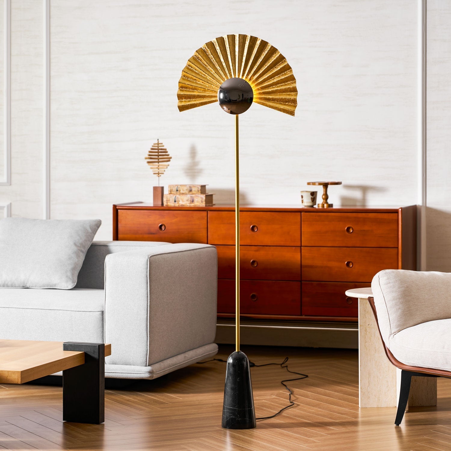 Solvaar Gilded Fan Floor Lamp