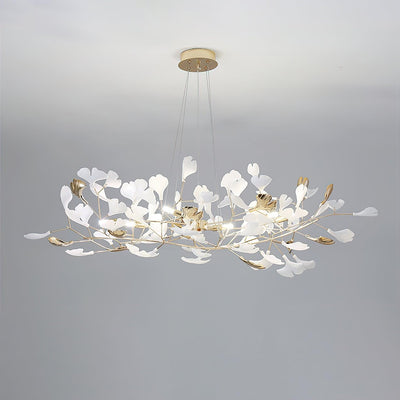 Eliinira Chandelier Gingko Ceramic Leaves Iron Frame