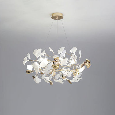 Quiven Chandelier Gingko Leaf Ceramic Gold Elegant