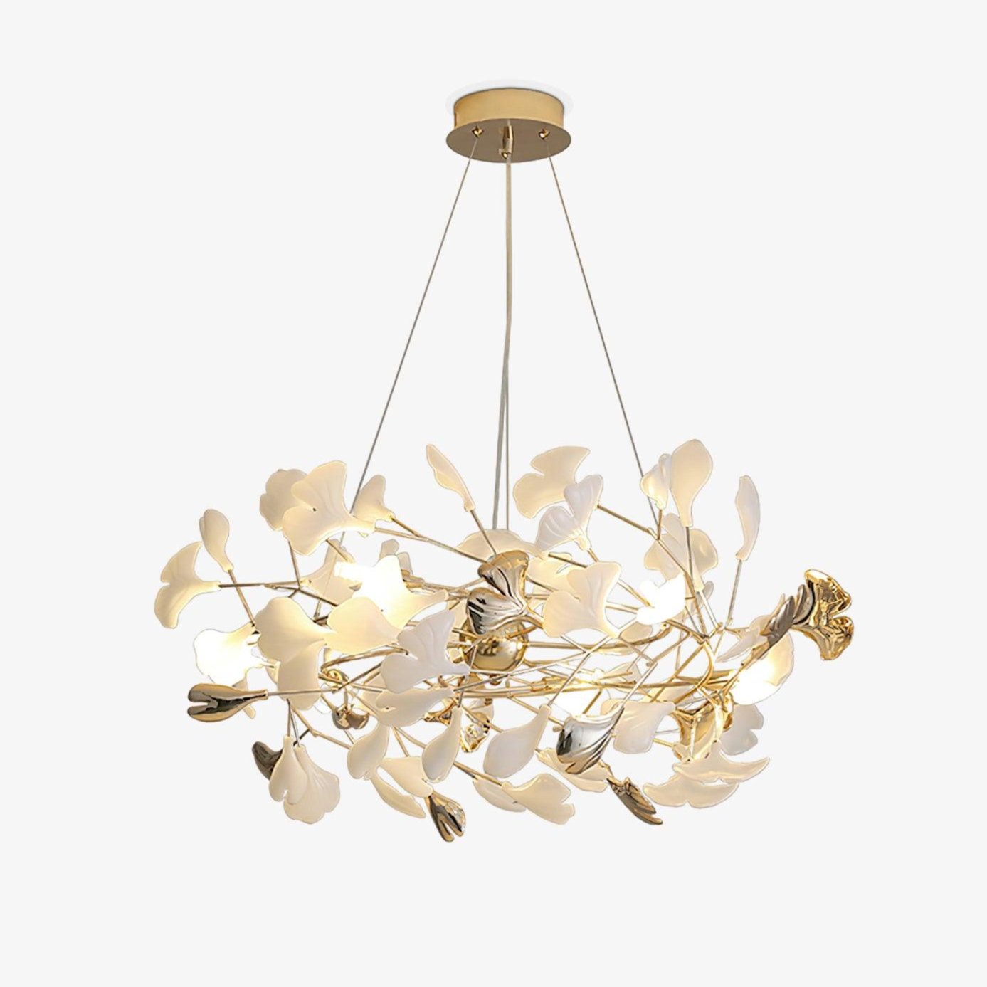 Quiven Chandelier Gingko Leaf Ceramic Gold Elegant
