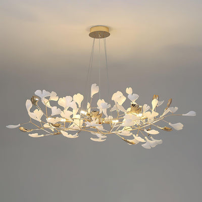 Eliinira Chandelier Gingko Ceramic Leaves Iron Frame