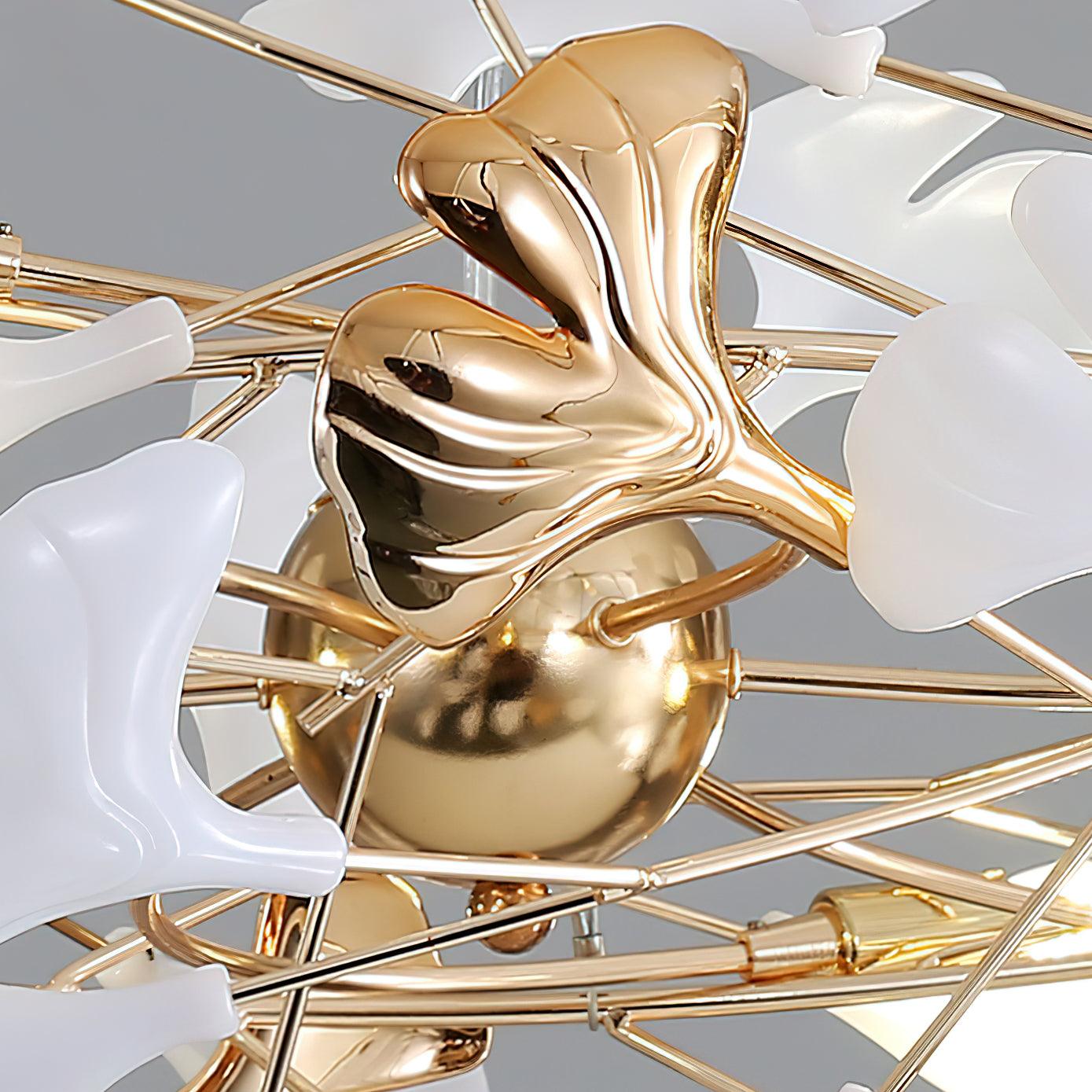 Quiven Chandelier Gingko Leaf Ceramic Gold Elegant