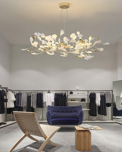 Eliinira Chandelier Gingko Ceramic Leaves Iron Frame