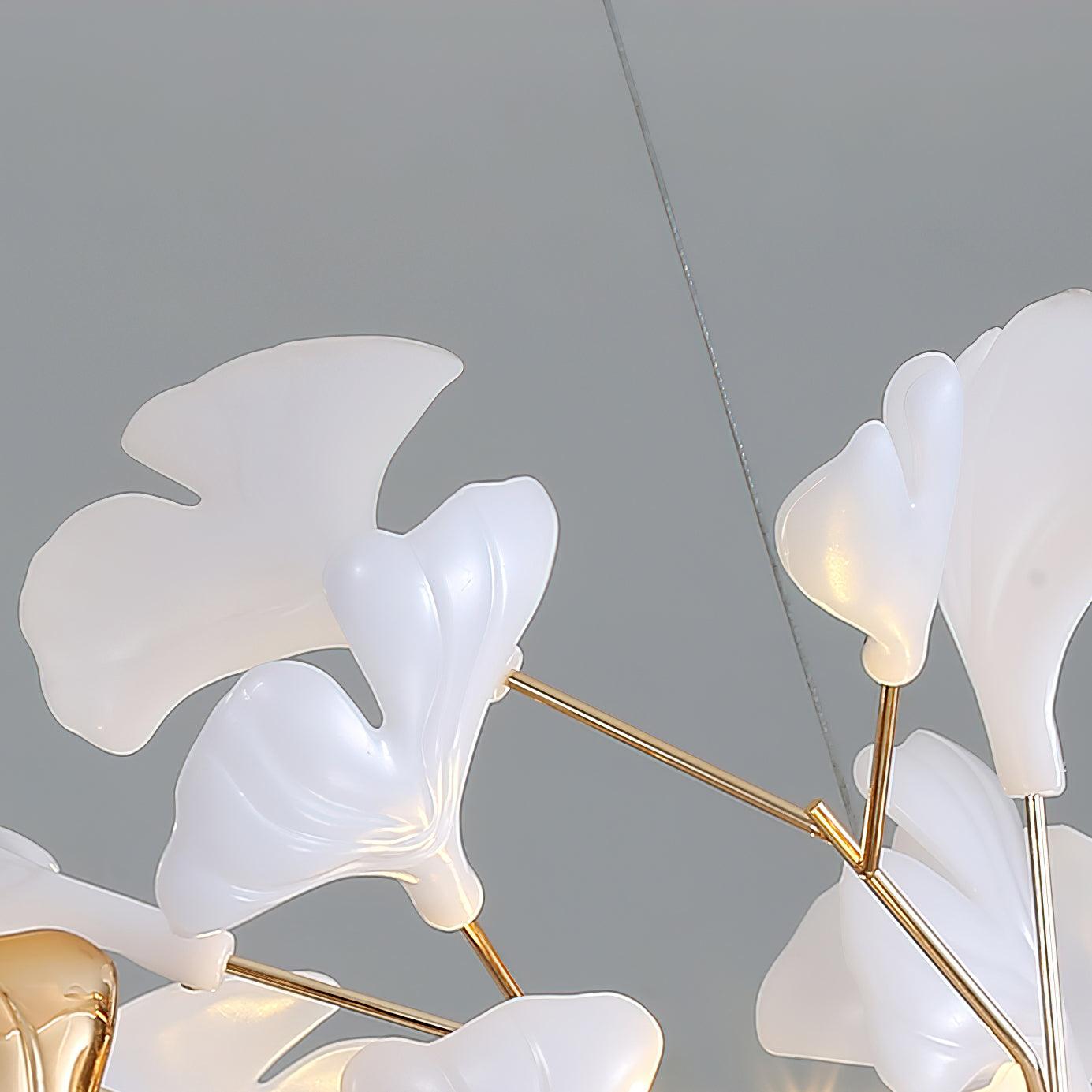 Quiven Chandelier Gingko Leaf Ceramic Gold Elegant