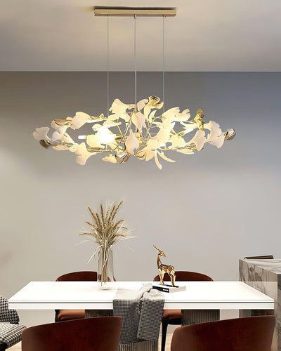 Quiven Chandelier Gingko Leaf Ceramic Gold Elegant