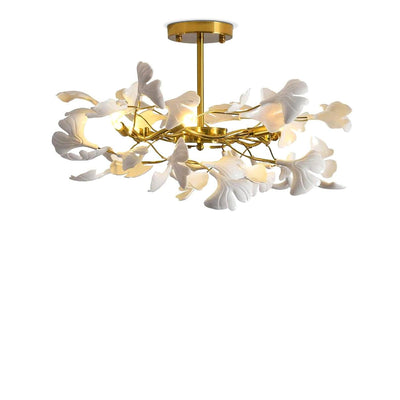 Auriora Pendant Lamp Gingko Ceramic Leaves Gold