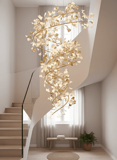 Gingko Ring Chandelier Ceramic Staircase Luxury
