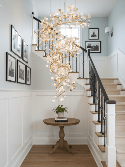 Gingko Ring Chandelier Ceramic Staircase Luxury