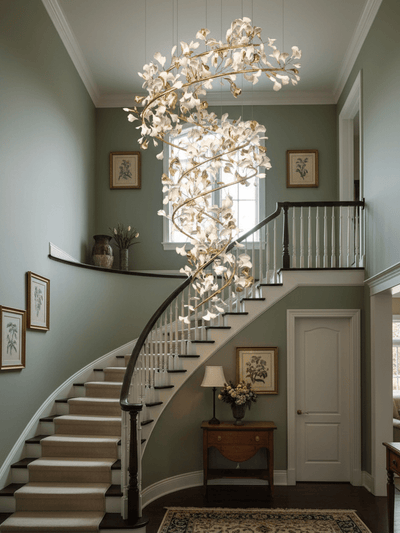 Gingko Ring Chandelier Ceramic Staircase Luxury