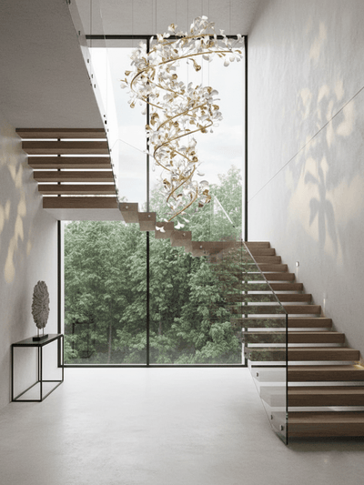 Gingko Ring Chandelier Ceramic Staircase Luxury