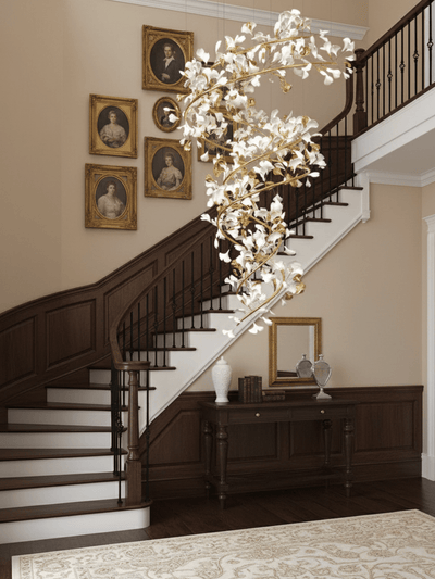 Gingko Ring Chandelier Ceramic Staircase Luxury
