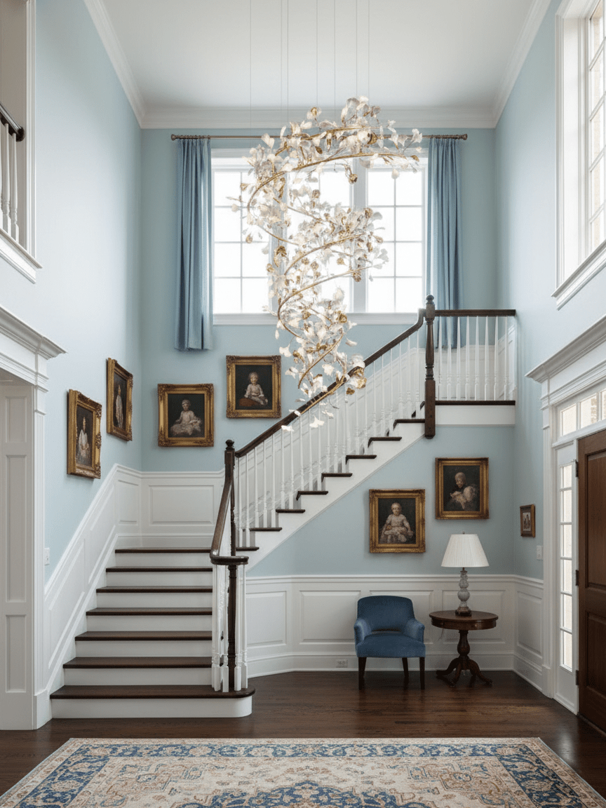 Gingko Ring Chandelier Ceramic Staircase Luxury