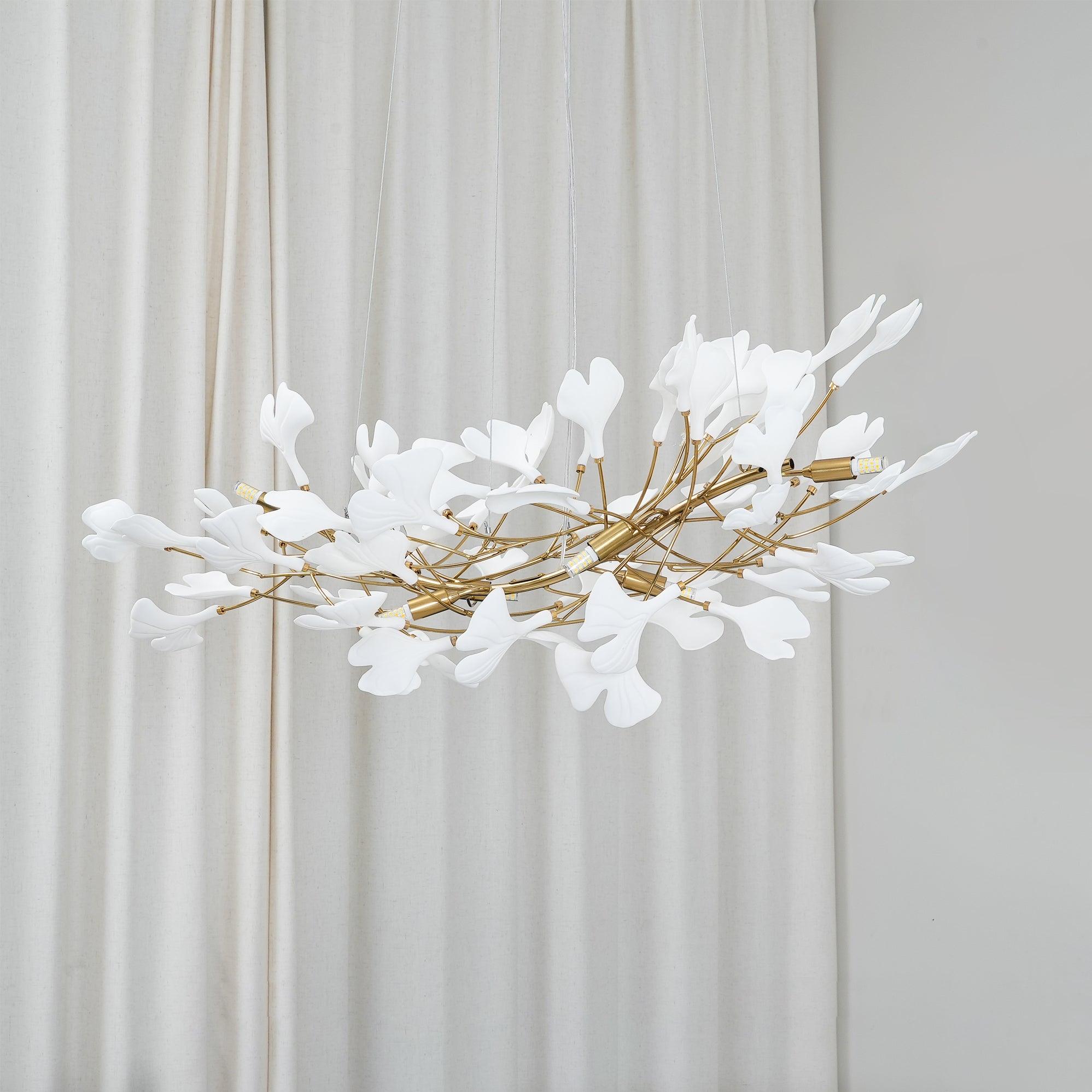 Olivia Ceramic Gingko Leaf Chandelier Smile -Shape - Neutral Decor