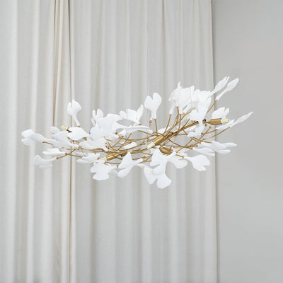 Olivia Ceramic Gingko Leaf Chandelier Smile -Shape - Neutral Decor