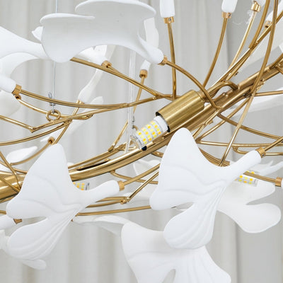 Olivia Ceramic Gingko Leaf Chandelier Smile -Shape - Neutral Decor
