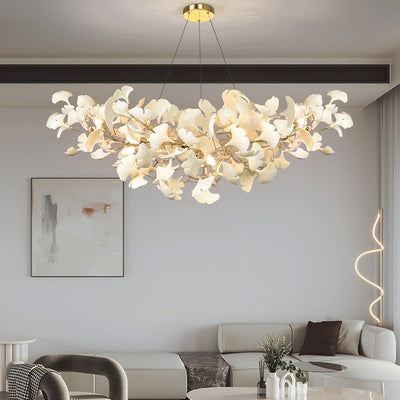 Olivia Ceramic Gingko Leaf Chandelier Smile -Shape - Neutral Decor