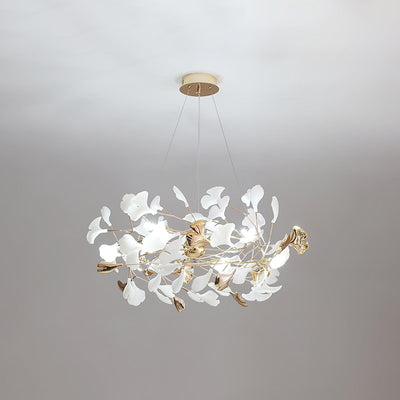 Quiven Chandelier Gingko Leaf Ceramic Gold Elegant