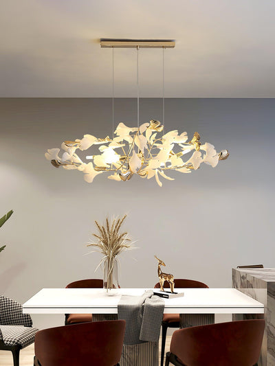 Quiven Chandelier Gingko Leaf Ceramic Gold Elegant