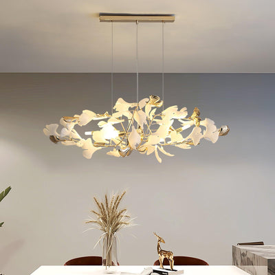Quiven Chandelier Gingko Leaf Ceramic Gold Elegant