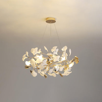 Quiven Chandelier Gingko Leaf Ceramic Gold Elegant