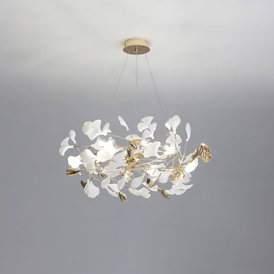 Quiven Chandelier Gingko Leaf Ceramic Gold Elegant