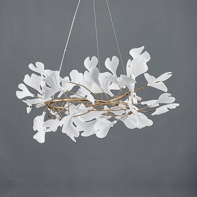 Umberis Pendant Lamp Gingko Porcelain Leaves Gold
