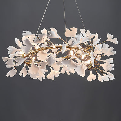 Umberis Pendant Lamp Gingko Porcelain Leaves Gold