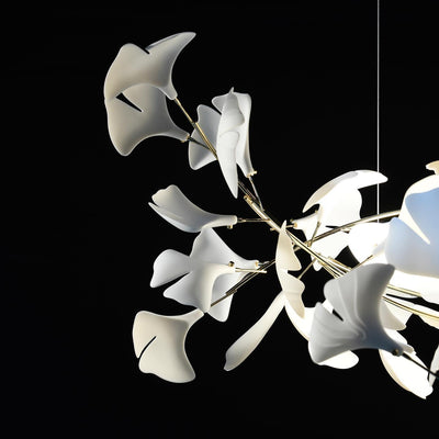 Umberis Pendant Lamp Gingko Porcelain Leaves Gold