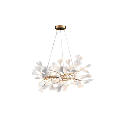 Umberis Pendant Lamp Gingko Porcelain Leaves Gold