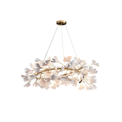 Umberis Pendant Lamp Gingko Porcelain Leaves Gold
