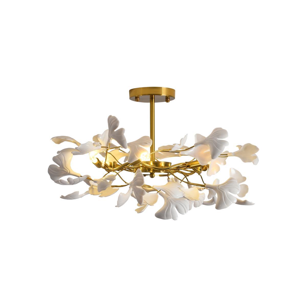Auriora Pendant Lamp Gingko Ceramic Leaves Gold