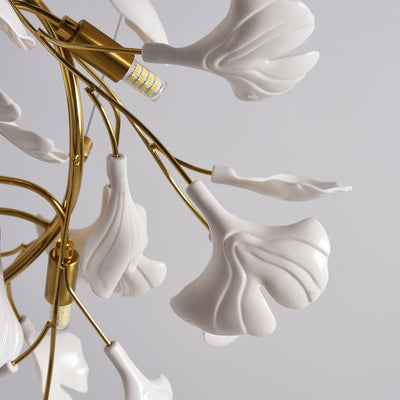 Auriora Pendant Lamp Gingko Ceramic Leaves Gold
