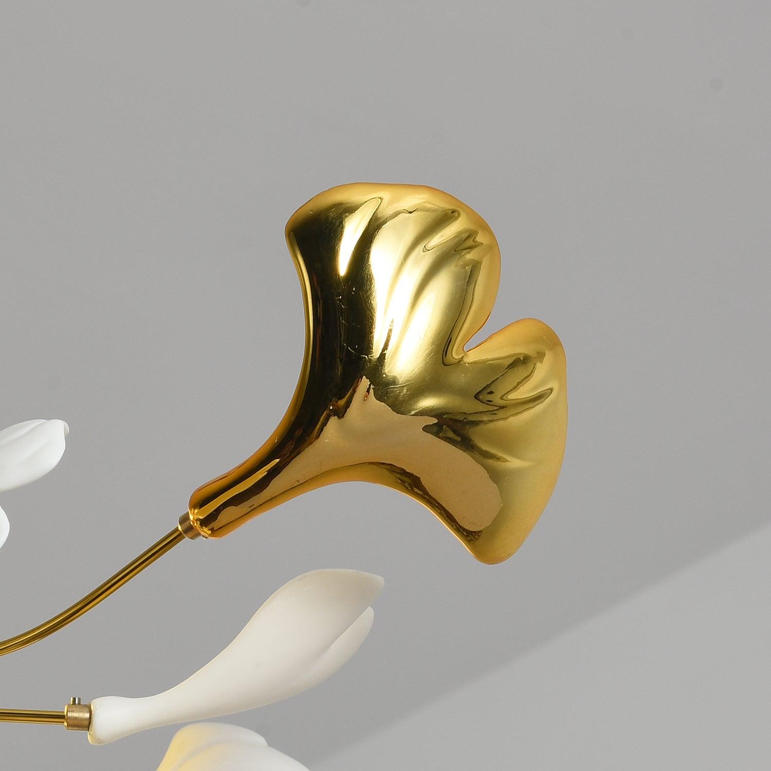 Auriora Pendant Lamp Gingko Ceramic Leaves Gold