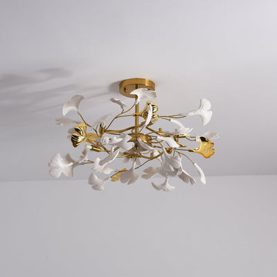 Auriora Pendant Lamp Gingko Ceramic Leaves Gold